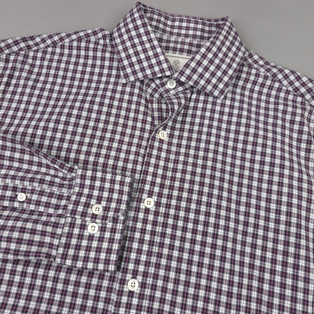 Todd Snyder Shirt Mens 16 34/35 Purple Check Cotton Long Sleeve Casual Button-Up